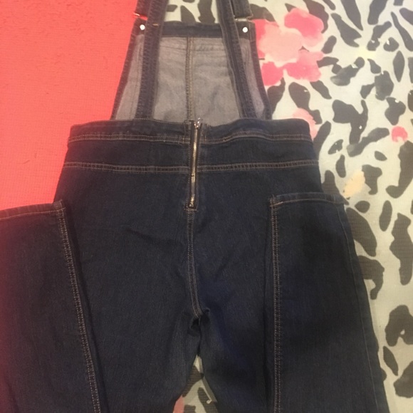 Blue denim overalls Sz 11/12 zipper in back - Picture 2 of 3